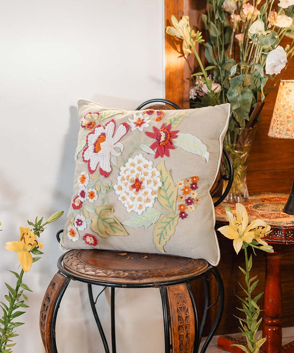 Vintage Botanica | Hand Embroidered Floral Cushion Covers | 20x20