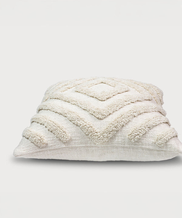 The Tula | Geometric Hand Tufted Ivory | Cushion Covers | 16x16