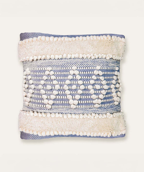Mira Hand Tufted Bands Geometric Cushion Covers | Mist Blue| 16x16