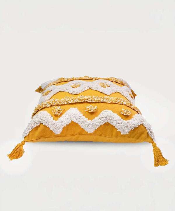 Mango Duet – Hand Tufted Geometric | 100% Cotton Cushion Covers with Tassels | 16x16