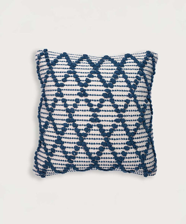 Diamond Drop |Royal Blue | Hand Tufted 100% Cotton Cushion Covers | 16x16
