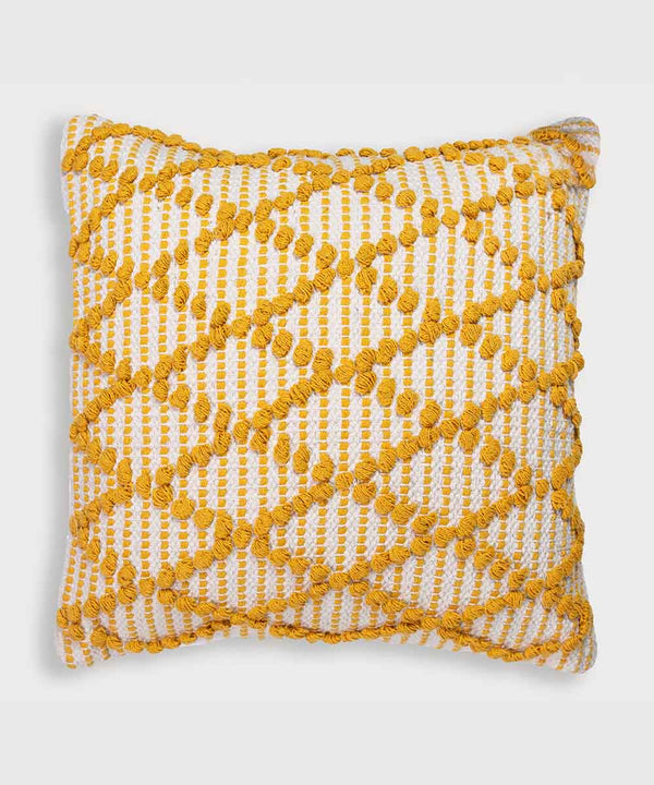 Diamond Drop | Cheerful Mustard Hand Tufted 100% Cotton Cushion Covers | 16x16
