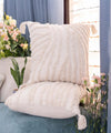 Ivory Echo Geometric Boho 100% Cushion Covers with Tassels | 16x16