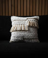Nordéa Woven Elegance Pillow | 100% Cotton Cushion Covers with Tassels | 16x16