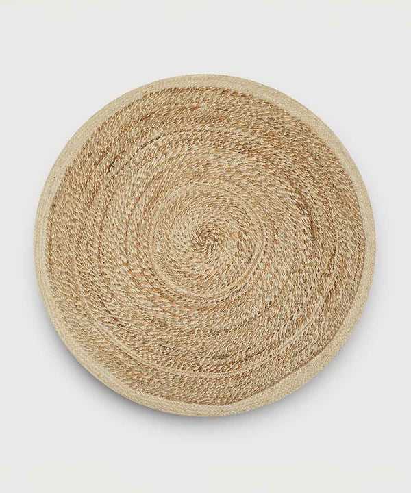 Coconut Swirl Jute Rug| Warm Honey Beige 100% NaturalJute | 48 x 48 inches