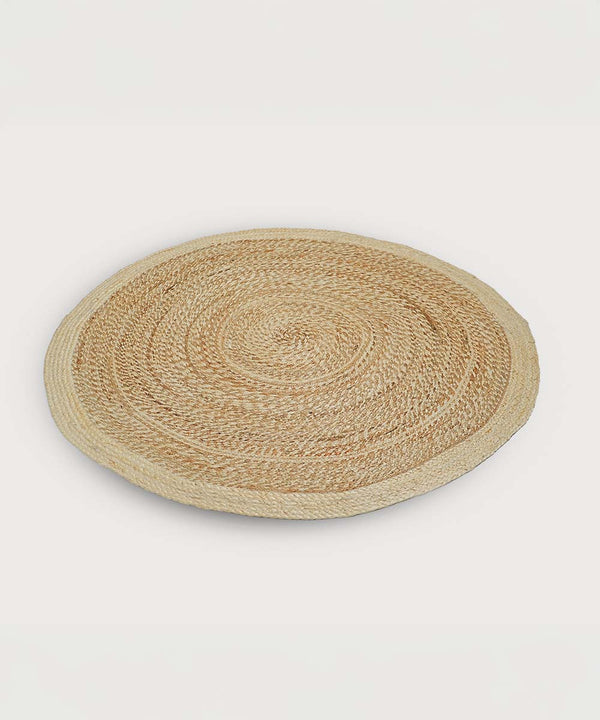 Coconut Swirl Jute Rug| Warm Honey Beige 100% NaturalJute | 48 x 48 inches