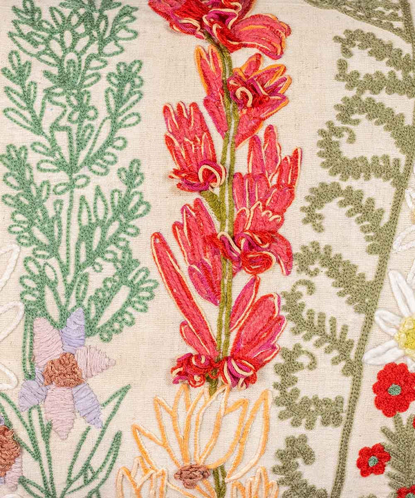 Whispering Meadow | Hand Embroidered Decorative Cushion Covers | 14 x 20