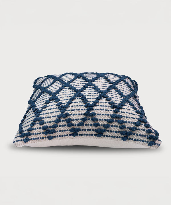Diamond Drop |Royal Blue | Hand Tufted 100% Cotton Cushion Covers | 16x16