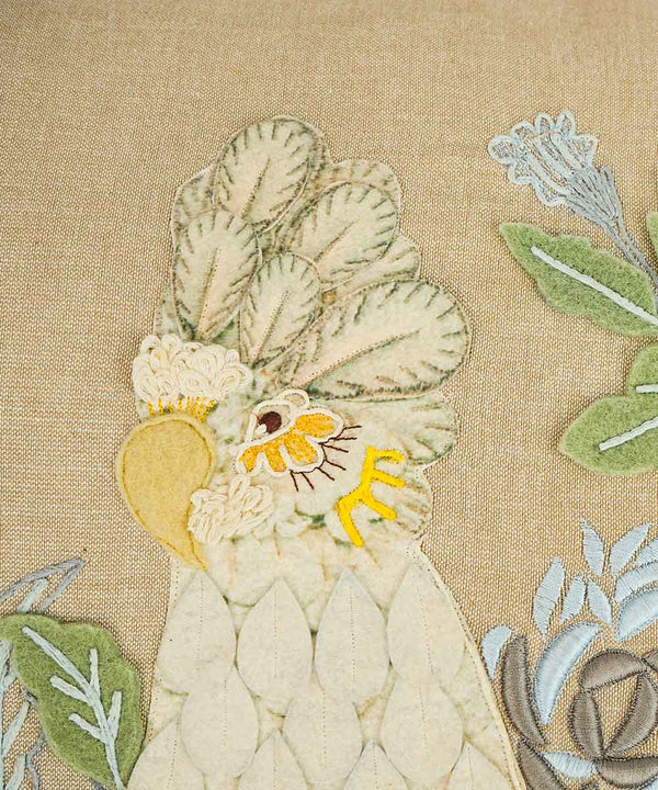Cockatoo Carnival Hand Embroidered Cushion Covers | 24x24 | 100% Cotton