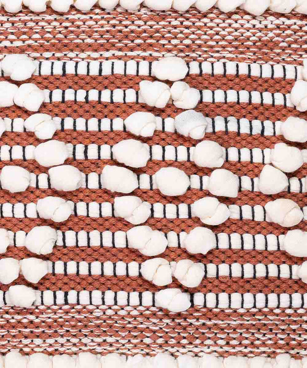Mira Hand Tufted Bands Geometric Cushion Covers | Rust Amber | 16x16