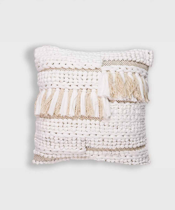 Nordéa Woven Elegance Pillow | 100% Cotton Cushion Covers with Tassels | 16x16