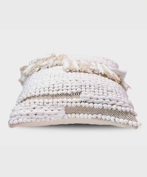 Nordéa Woven Elegance Pillow | 100% Cotton Cushion Covers with Tassels | 16x16