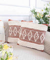 Mira Hand Tufted Bands Geometric Cushion Covers | Rust Amber | 16x16