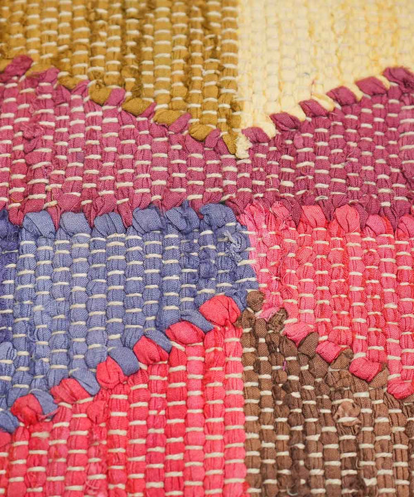 Patchwork Fiesta Cushion Covers – 100% Cotton Chindi | 18" × 18" | Handwoven Patch Detail