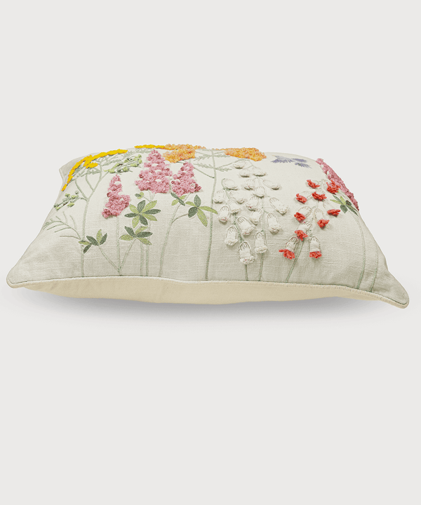 The Humming Bloom Hand Embroidered Cushion Covers | 14x20 | 100% Cotton