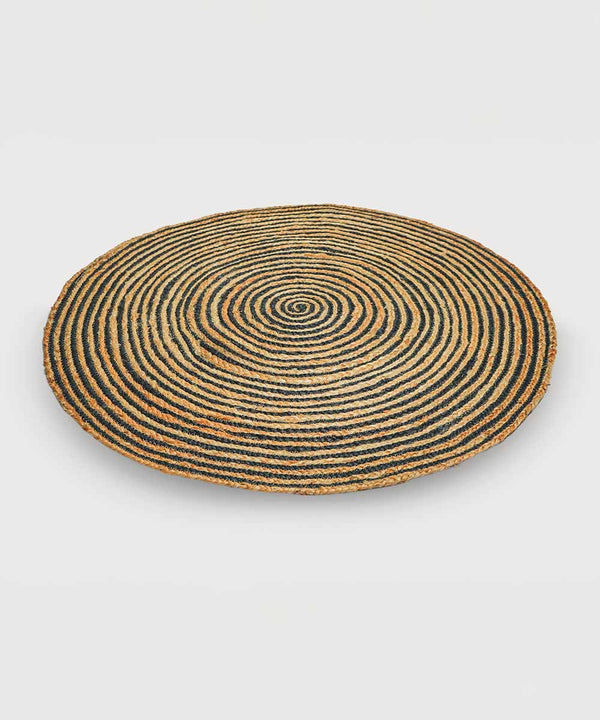 Midnight Swirl Jute Rug – 100% Natural Jute | 40 x 40 inches
