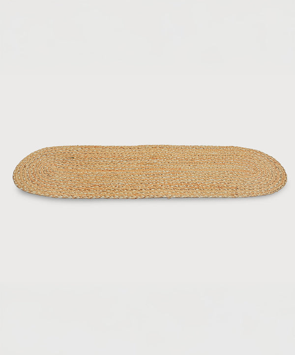 Sandstone Oval Braided Runner – 100% Jute | 16" × 60" | Hand-Braided
