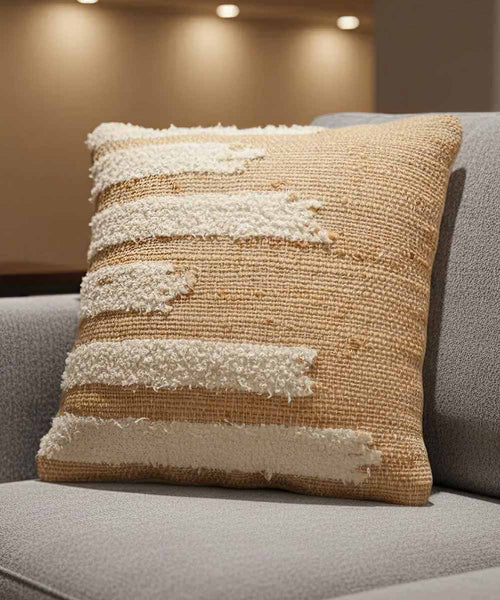 Coastal Drift Jute Fur Cushion Covers – 70% Jute 30% Cotton | 18