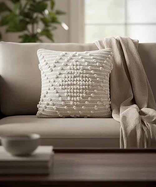 Serene Pebble Hand-Tufted Cushion Covers | 16” x 16” | 100% Cotton