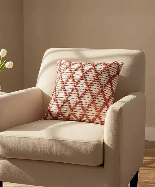 Diamond Drop Throw Pillow | Amber Rust | 100% Cotton Cushion Covers | 16x16