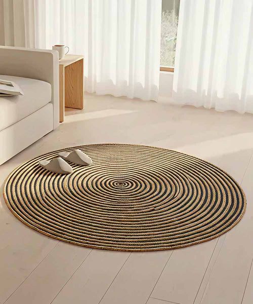 Midnight Swirl Jute Rug – 100% Natural Jute | 40 x 40 inches